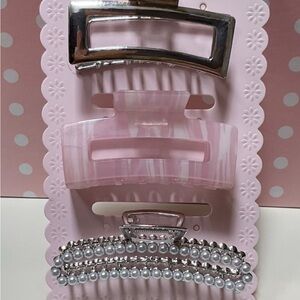 Sophisticated Pink and Silver Hair Accessories Collection